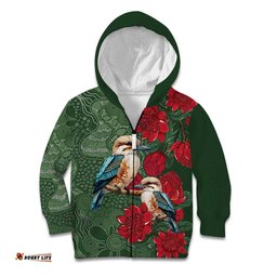 Kokaburra and Waratah Kid Hoodie Aboriginal Art LT9