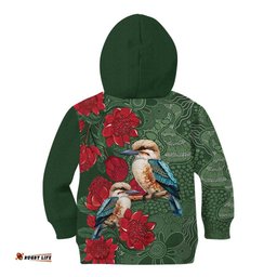 Kokaburra and Waratah Kid Hoodie Aboriginal Art LT9