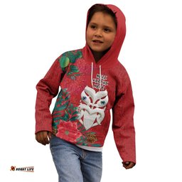 Maori Wheku Meri Kirihimete Personalised Kid Hoodie All Red Indigenous Maori Motif LT9