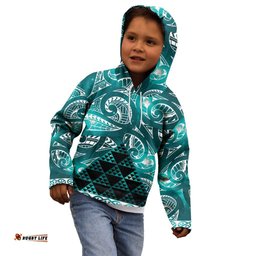 Matariki New Zealand Kid Hoodie NZ Niho Taniwha Maori New Year Cyan Galaxy LT14