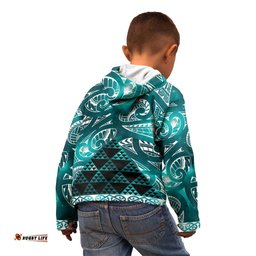 Matariki New Zealand Kid Hoodie NZ Niho Taniwha Maori New Year Cyan Galaxy LT14