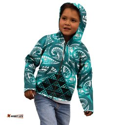 Matariki New Zealand Kid Hoodie NZ Niho Taniwha Maori New Year Cyan Galaxy LT14