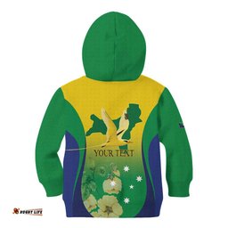 Personalised Australia Christmas Island Kid Hoodie Golden Bosun Abutilon listeri With Map LT14