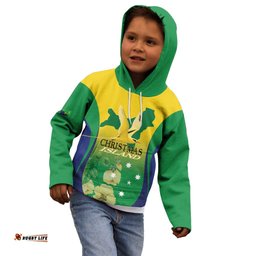 Personalised Australia Christmas Island Kid Hoodie Golden Bosun Abutilon listeri With Map LT14