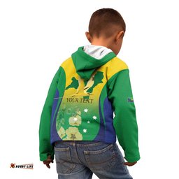 Personalised Australia Christmas Island Kid Hoodie Golden Bosun Abutilon listeri With Map LT14