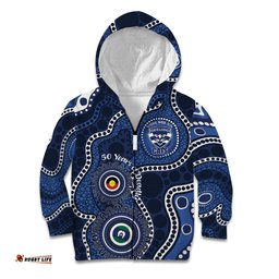 Geelong Cats NAIDOC Week 2026 Personalised Kid Hoodie 50 Years of Deadly Aboriginal Art LT14