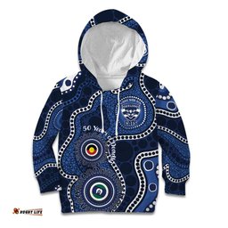 Geelong Cats NAIDOC Week 2026 Personalised Kid Hoodie 50 Years of Deadly Aboriginal Art LT14