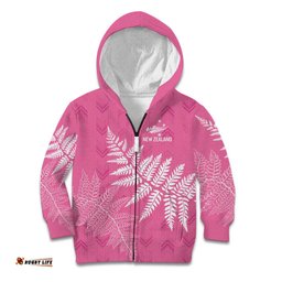 New Zealand Lawn Bowls Breast Cancer Personalized Kid Hoodie Wrap-Around Silver Fern LT7