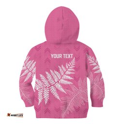 New Zealand Lawn Bowls Breast Cancer Personalized Kid Hoodie Wrap-Around Silver Fern LT7