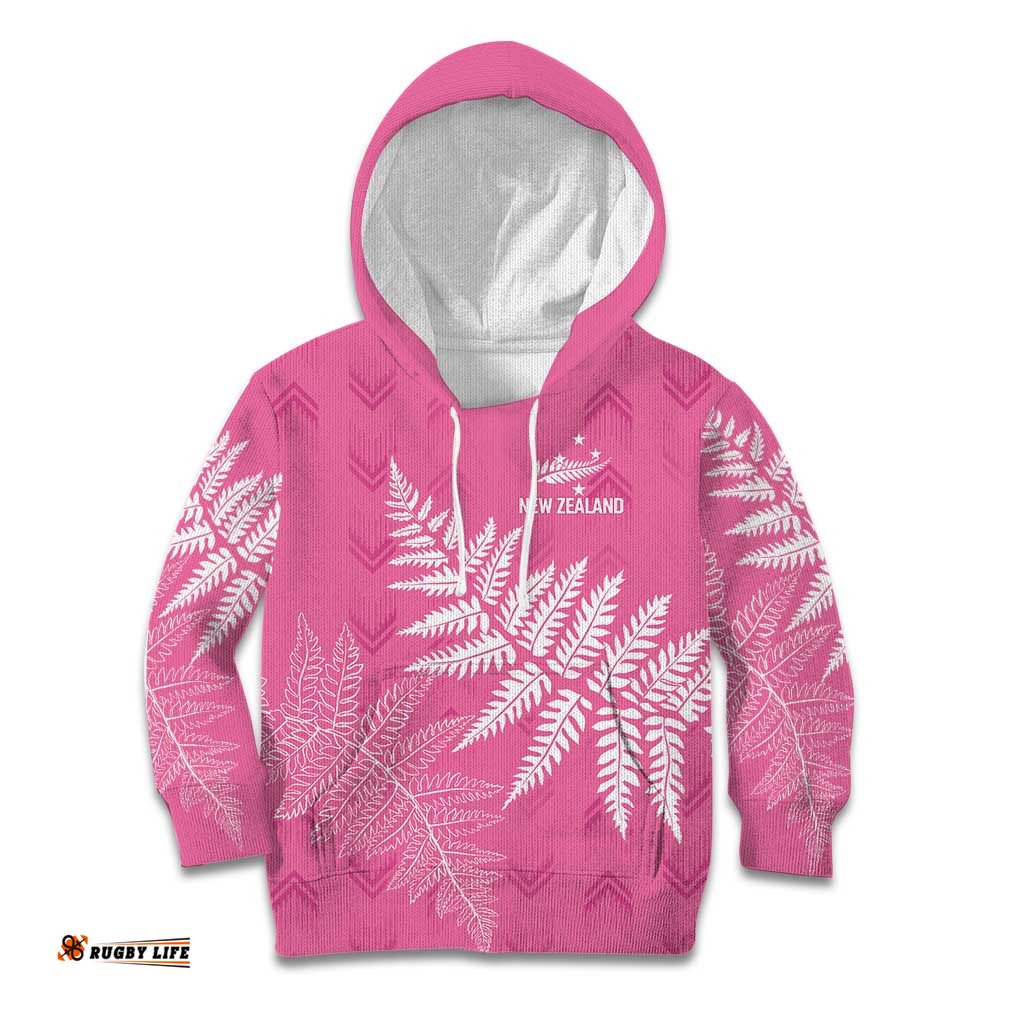 New Zealand Lawn Bowls Breast Cancer Personalized Kid Hoodie Wrap-Around Silver Fern LT7