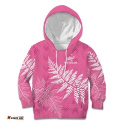 New Zealand Lawn Bowls Breast Cancer Personalized Kid Hoodie Wrap-Around Silver Fern LT7