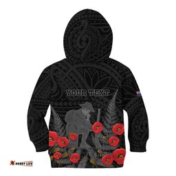 Personalised New Zealand ANZAC Day Kid Hoodie Lest We Forget Soldier Memorial LT15