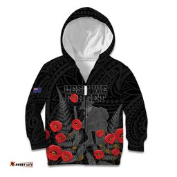Personalised New Zealand ANZAC Day Kid Hoodie Lest We Forget Soldier Memorial LT15