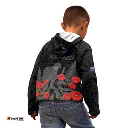 Personalised New Zealand ANZAC Day Kid Hoodie Lest We Forget Soldier Memorial LT15