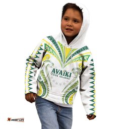 Custom Rugby Cook Islands Avaiki Kid Hoodie White Kuki Airani Tribal Maori Inspired LT9