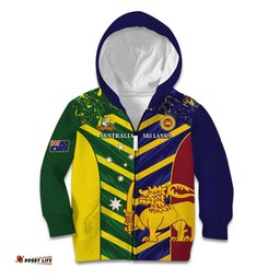 Custom Sri Lanka And Australia Cricket Kid Hoodie 2025 The Lions Baggy Greens Together LT14