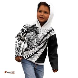 Koru Fern New Zealand Maori Tribal Warrior Kid Hoodie LT9