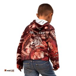 Personalised Maori Romantic Valentine Kid Hoodie The Hongi Kiss Red Galaxy DT05