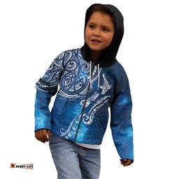 Matariki Galaxy Kid Hoodie New Zealand Map Maori Pattern LT9