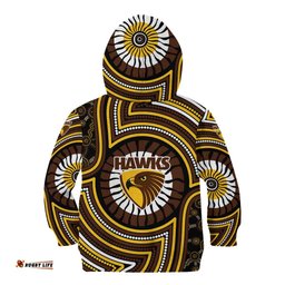 Hawthorn Hawks Kid Hoodie Indigenous Monochrome Dot Art Mascot Style TS04