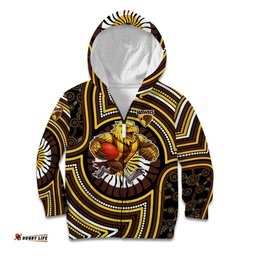 Hawthorn Hawks Kid Hoodie Indigenous Monochrome Dot Art Mascot Style TS04