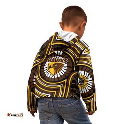 Hawthorn Hawks Kid Hoodie Indigenous Monochrome Dot Art Mascot Style TS04