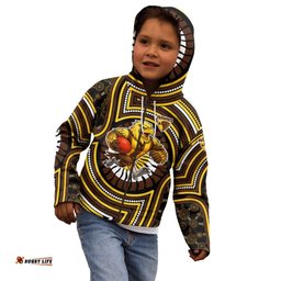 Hawthorn Hawks Kid Hoodie Indigenous Monochrome Dot Art Mascot Style TS04