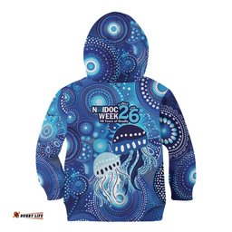NAIDOC Deadly 50 Years Kid Hoodie Jellyfish Aboriginal Culture Inspired Blue LT9