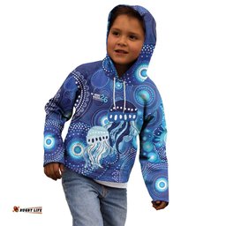 NAIDOC Deadly 50 Years Kid Hoodie Jellyfish Aboriginal Culture Inspired Blue LT9