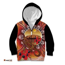 Indigenous Goanna Australia Kid Hoodie Aussie Uluru Ayers Rock Sturt's Desert Pea LT14