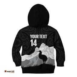 New Zealand South Island Football Custom Kid Hoodie Aoraki Mount Cook With Kiwi Maori Pattern LT14
