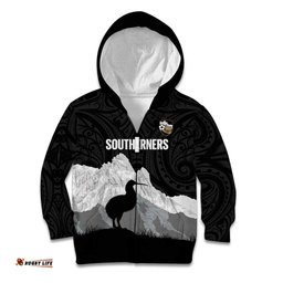 New Zealand South Island Football Custom Kid Hoodie Aoraki Mount Cook With Kiwi Maori Pattern LT14