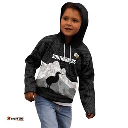 New Zealand South Island Football Custom Kid Hoodie Aoraki Mount Cook With Kiwi Maori Pattern LT14
