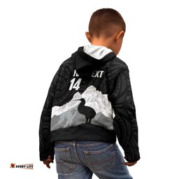 New Zealand South Island Football Custom Kid Hoodie Aoraki Mount Cook With Kiwi Maori Pattern LT14