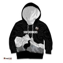 New Zealand South Island Football Custom Kid Hoodie Aoraki Mount Cook With Kiwi Maori Pattern LT14