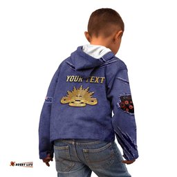 Personalised ANZAC Day Kid Hoodie Poppy Flowers Ripped Fabric Effect DT05