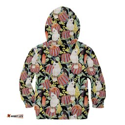 Little Corella Australia Cockatoo Kid Hoodie Cacatua Sanguinea Banksia Seamless Black LT14