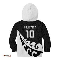 Custom NZ Rugby Kid Hoodie Koru and Silver Fern Sporty Style LT03