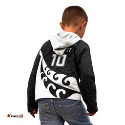 Custom NZ Rugby Kid Hoodie Koru and Silver Fern Sporty Style LT03