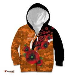 Greater Giants ANZAC Personalised Kid Hoodie Lest We Forget Poppy Camo LT9