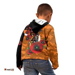 Greater Giants ANZAC Personalised Kid Hoodie Lest We Forget Poppy Camo LT9
