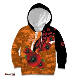 Greater Giants ANZAC Personalised Kid Hoodie Lest We Forget Poppy Camo LT9