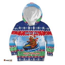 New Zealand Christmas Kid Hoodie Funny Jet Ride Kiwi Xmas LT05