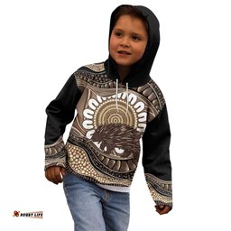 Indigenous Echidna Australia Kid Hoodie Australian Aboriginal Art Proud LT14