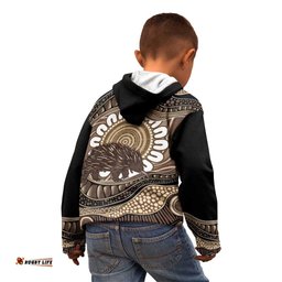Indigenous Echidna Australia Kid Hoodie Australian Aboriginal Art Proud LT14