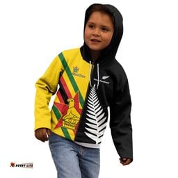 Custom New Zealand and Zimbabwe Kid Hoodie NZ Fern Zim Flag Half Style LT14