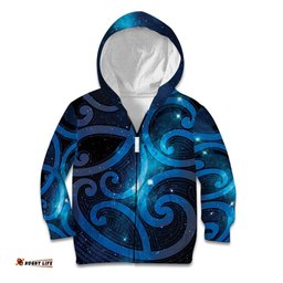 New Zealand Maori Matariki Kid Hoodie Galaxy Kowhaiwhai LT7