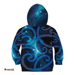 New Zealand Maori Matariki Kid Hoodie Galaxy Kowhaiwhai LT7