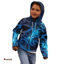New Zealand Maori Matariki Kid Hoodie Galaxy Kowhaiwhai LT7