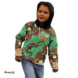 Personalised Australia Goanna NAIDOC Week 2026 Kid Hoodie 50 Years of Deadly Aboriginal Art LT14